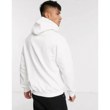 白 ホワイト メンズファッション トップス パーカー 【 WHITE BOWLCUT HOODIE WITH CHIRPSING PRINT IN 】