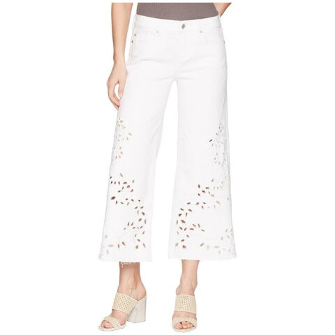 LIVERPOOL デニム 【 LVPL BY CALLIE CROPPED WIDE LEG WITH CUT OUT EYELET EMBROIDERY IN COMFORT STRETCH DENIM BRIGHT WHITE 】 レディースファッション ボトムス パンツ 送料無料