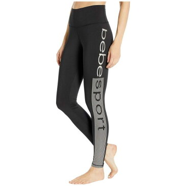 BEBE SPORT ロゴ レギンス タイツ レディースファッション ボトムス パンツ レディース 【 Sport Logo Leggings 】 Black/silver Glitter