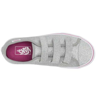 バンズ キッズ VANS KIDS バンズ 銀色 シルバー 白 ホワイト 【 VANS SILVER WHITE KIDS STYLE 23 V LITTLE KID BIG GLITTER TEXTILE TRUE 】 キッズ ベビー マタニティ