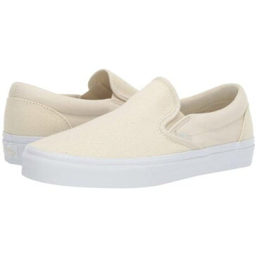 バンズ VANS バンズ クラシック 白 ホワイト SLIPON™ スニーカー 【 VANS WHITE CLASSIC HERRINGBONE ASPARAGUS TRUE 】