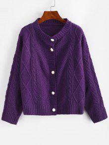 ダイヤモンド ニット カーディガン 紫 パープル レディース 【 ZAFUL CABLE DIAMOND KNIT FISHERMAN CARDIGAN / PURPLE 】 レディースファッション トップス ボレロ