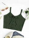 ニット 緑 グリーン レディース 【 ZAFUL LACE-UP KNIT CROPPED CAMI TOP / GREEN 】 レディースファッション トップス タンクトップ