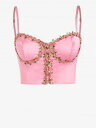 ストラップ クロップ ピンク クロップトップ レディース 【 ZAFUL FLORAL APPLIQUE ADJUSTABLE STRAP CROP TOP / LIGHT PINK 】 レディースファッション トップス タンクトップ(4)
