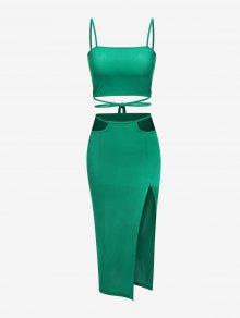 ドレス 緑 グリーン レディース 【 ZAFUL CRISS CROSS FLOSS PELVIC CUT OUT TWO PIECE DRESS / GREEN 】 レディースファッション ボトムス スカート