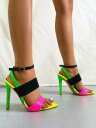 サンダル 緑 グリーン レディース 【 ZAFUL COLORBLOCK ANKLE STRAPS POINTED TOE HEELED SANDALS / GREEN 】