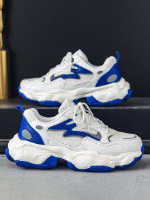 ディープ 青色 ブルー スニーカー レディース 【 ZAFUL BREATHABLE MESH INSERT REFLECTIVE DESIGN CHUNKY SNEAKERS / DEEP BLUE 】