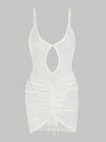 ニット ボディースーツ 白色 ホワイト レディース 【 ZAFUL TEXTURED KNIT SEMISHEER CUT OUT BODYSUIT AND CINCHED SKIRT SET WHITE 】