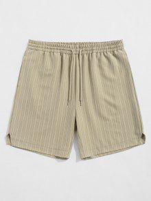 カジュアル ショーツ ハーフパンツ メンズ 【 ZAFUL STRIPED PATTERN NOTCH SIDE HEM DESIGN CASUAL SHORTS / LIGHT COFFEE 】 メンズファッション ズボン