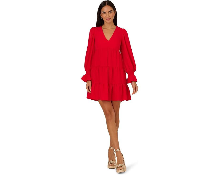 アドリアナパぺル ソリッド ドレス レディース 【 ADRIANNA PAPELL TRAPEZE SOLID DRESS / SCARLET 】 ..