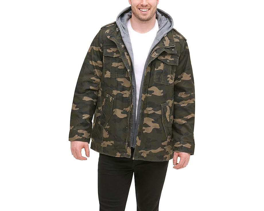 【★スーパーSALE★6/11午前2時迄】フード付 ジャケット LEVI'S? LEVI'S メンズ 【 WASHED COTTON HOODED MILITARY JACKET / CAMOUFLAGE 】 メンズファッション コート