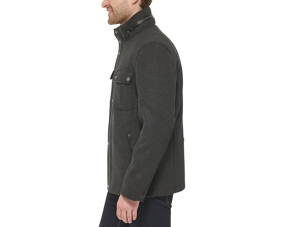 コールハーン ジャケット チャコール メンズ 【 COLE HAAN STAND COLLAR WOOL JACKET / CHARCOAL 】 メンズファッション コート