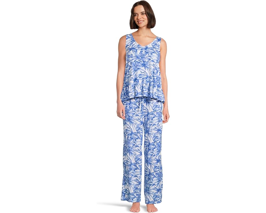 トミーバハマ ノンスリーブ 青色 ブルー レディース 【 TOMMY BAHAMA SLEEVELESS LONG PAJAMA SET / BLUE FLORAL 】 インナー 下着 ナイトウエア ナイト ルーム パジャマ