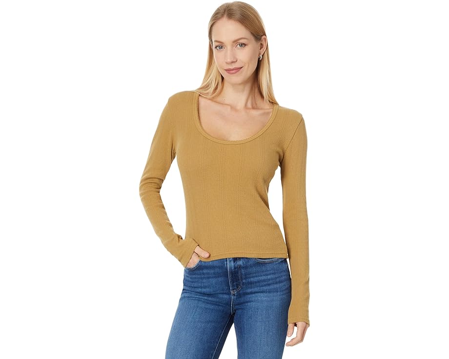 パシフィック 銅 ブロンズ レディース 【 FAHERTY PACIFIC POINTELLE SCOOP NECK / ANTIQUE BRONZE 】 レディースファッション トップス Tシャツ カットソー
