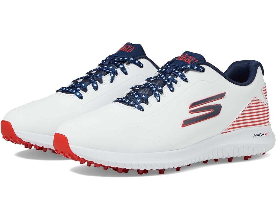 スケッチャーズゴーゴルフ スケッチャーズ ゴルフ マックス 白色 ホワイト 紺色 ネイビー 赤 レッド スニーカー メンズ 【 SKECHERS GO GOLF MAX 2 / WHITE NAVY RED 】