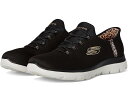 スケッチャーズ ヒョウ柄 レオパード フリー 黒色 ブラック スニーカー レディース 【 SKECHERS SUMMITS LEOPARD CHIC HANDS FREE SLIP-INS / BLACK MULTI 】