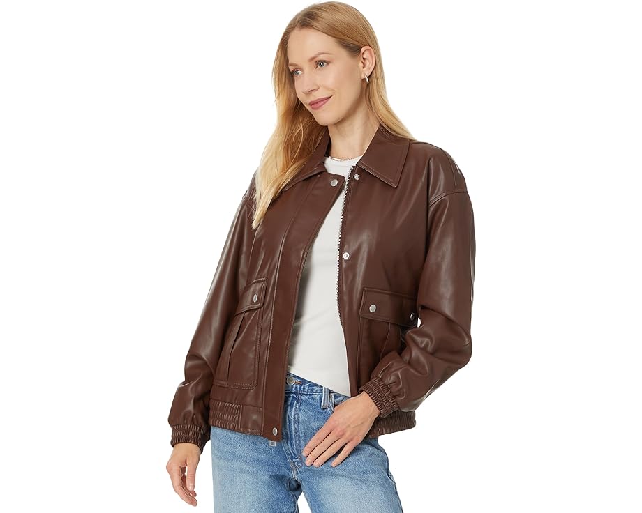 レザー 茶色 ブラウン LEVI'S? レディース 【 FAUX LEATHER BOMBER / CHOCOLATE BROWN 】
