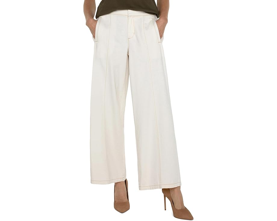 ロサンゼルス レディース 【 LIVERPOOL LOS ANGELES WIDE LEG MID-RISE TROUSER WITH ELASTIC BACK WAISTBAND / ANTIQUE ECRU 】 ブーツ