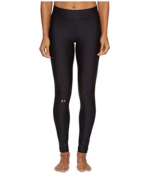 アンダーアーマー UNDER ARMOUR レギンス タイツ 黒 ブラック 銀色 シルバー HEATGEAR® 【 BLACK SILVER UNDER ARMOUR LEGGINGS METALLIC 】 インナー 下着 ナイトウエア レディース 下 レッグ スパッツ レギ