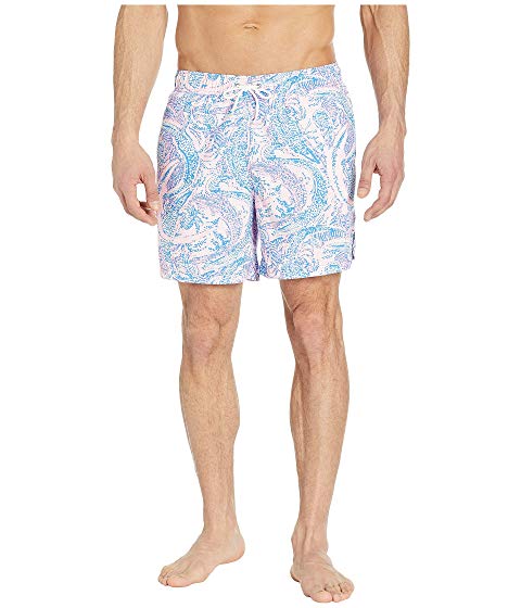 LILLY PULITZER 青 ブルー 【 BLUE CAPRI TRUNKS COASTAL MAYBE GATOR 】 メンズファッション 水着 送料無料