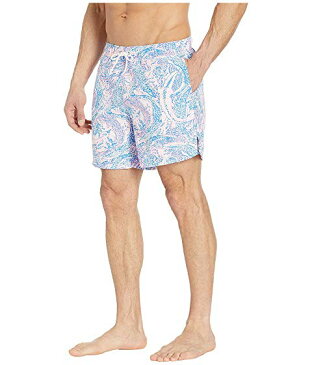 LILLY PULITZER 青 ブルー 【 BLUE CAPRI TRUNKS COASTAL MAYBE GATOR 】 メンズファッション 水着 送料無料