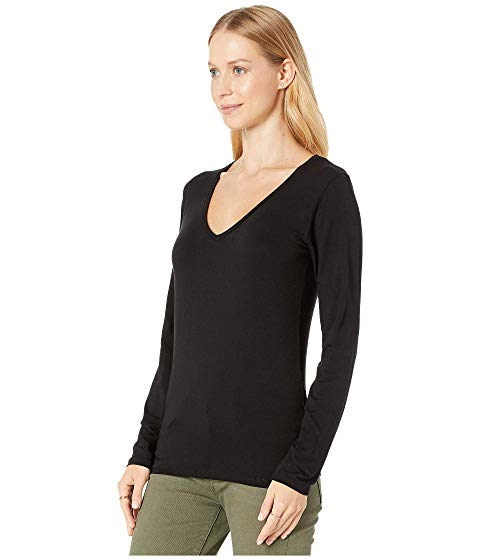 MAJESTIC FILATURES マジェスティック スリーブ Vネック Tシャツ 【 SLEEVE MAJESTIC FILATURES LONG FLAT EDGE VNECK TEE NOIR 】 レディースファッション トップス Tシャツ カットソー