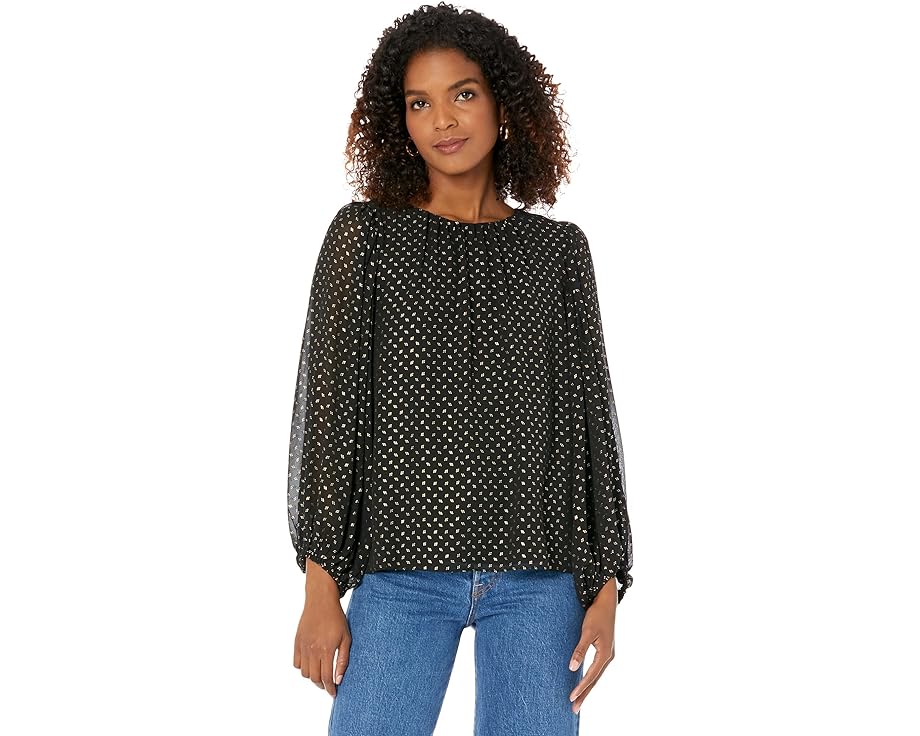 ヴィンスカムート クルー スリーブ 黒色 ブラック レディース 【 VINCE CAMUTO CREW NECK BALLOON SLEEVE BLOUSE / RICH BLACK 】 レディースファッション トップス Tシャツ カットソー