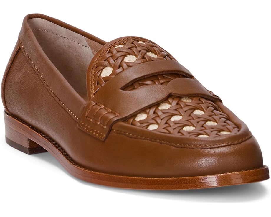 ラルフ ローレン ウーブン レザー ローファー ディープ ナチュラル & レディース 【 LAUREN RALPH LAUREN WYNNIE II WOVEN LEATHER RAFFIA LOAFERS / DEEP SADDLE TAN ANTIQUE NATURAL 】