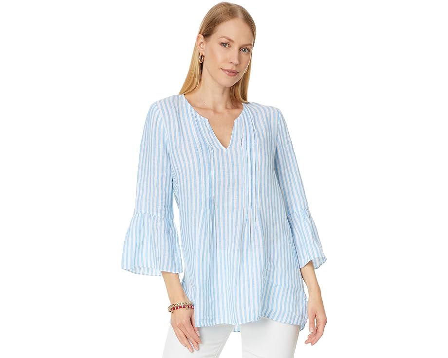 リリーピュリッツァー ルーナー ルナー 青色 ブルー ストライプ レディース 【 LILLY PULITZER HOLLIE LINEN TUNIC / LUNAR BLUE BIMINI STRIPE 】 レディースファッション トップス Tシャツ カットソー