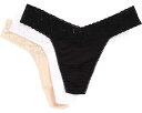 ハンキーパンキー ライズ 3個入 黒色 ブラック 白色 ホワイト レディース 【 HANKY PANKY ORGANIC COTTON ORIGINAL RISE THONG W/ LACE 3-PACK / BLACK WHITE CHAI 】 インナー 下着 ナイトウエア