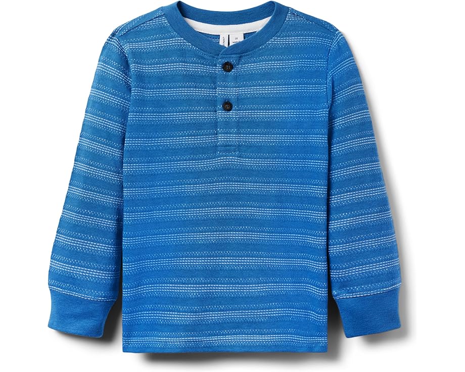 ジャニーアンドジャック　ベビー服 ジャニーアンドジャック ストライプ ヘンリー 青色 ブルー ジュニア キッズ 【 JANIE AND JACK STRIPE HENLEY TOP / BLUE 】 ベビー マタニティ トップス Tシャツ カットソー