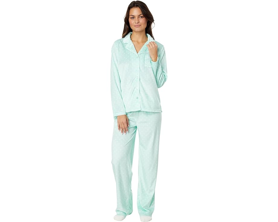 Υ֥륬 ꡼ ե꡼  Ĺµ ǥ  KAREN NEUBURGER NOVELTIES LONG SLEEVE MINKY FLEECE GIRLFRIEND PJ SET WITH SOCKS / MINT PIN DOT  ʡ  ʥȥ ʥ 롼 ѥ