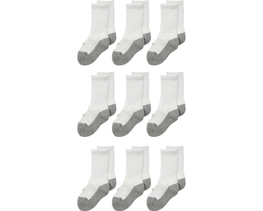 靴下 クルー ハーフ 白色 ホワイト 灰色 グレー ジュニア キッズ 【 JEFFERIES SOCKS SEAMLESS SPORT CREW HALF CUSHION 9-PACK / WHIT..