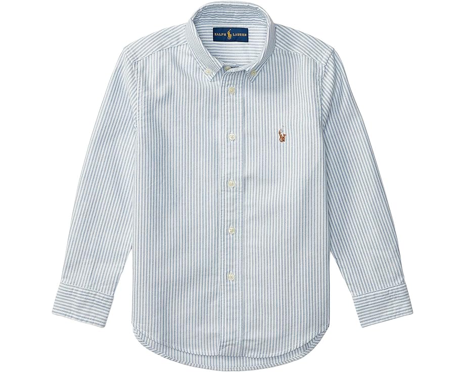 ポロラルフローレン ポロシャツ オックスフォード 青色 ブルー ストライプ オクスフォードシャツ ジュニア キッズ 【 POLO RALPH LAUREN KIDS STRIPED COTTON OXFORD SHIRT / LIGHT BLUE STRIPE 】 ベビー マタニ