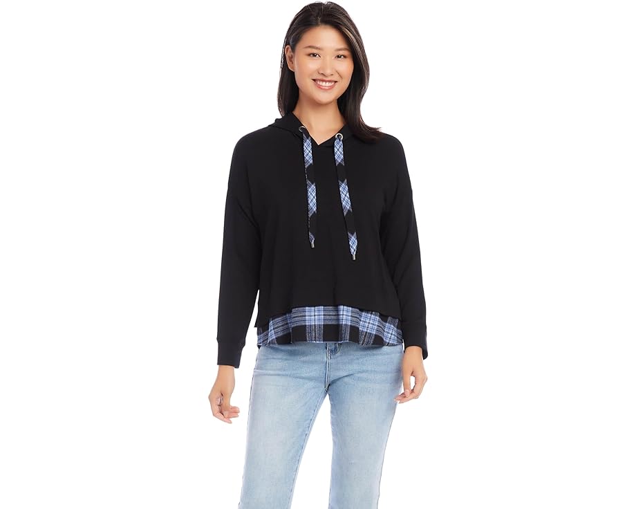 カレンケーン フーディー パーカー 黒色 ブラック レディース 【 KAREN KANE CONTRAST HEM HOODIE / BLACK 】 レディースファッション トップス ニット セーター