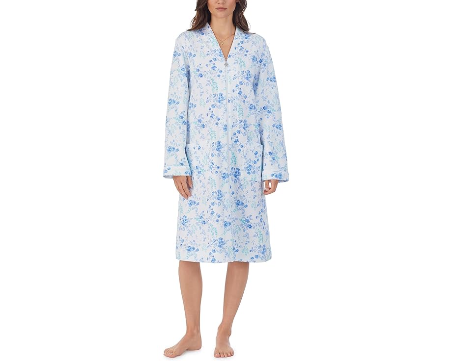 アイリーンウエスト スリーブ ダイヤモンド アクア 長袖 レディース 【 EILEEN WEST LONG SLEEVE DIAMOND QUILTED ROBE / AQUA FLORAL ..