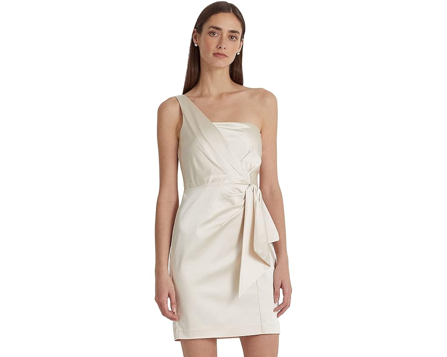 ラルフローレン　ドレス ラルフ ローレン サテン ドレス クリーム レディース 【 LAUREN RALPH LAUREN SATIN ONE-SHOULDER COCKTAIL DRESS / MASCARPONE CREAM 】 レディースファッション