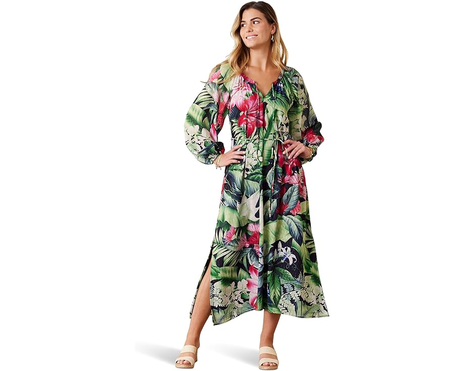 【★Fashion THE SALE★7/12午前10時迄】トミーバハマ スリーブ 黒色 ブラック 長袖 レディース 【 TOMMY BAHAMA CELEBRATION TROPICAL LONG SLEEVE MAXI / BLACK 】 レディースファッション ドレス