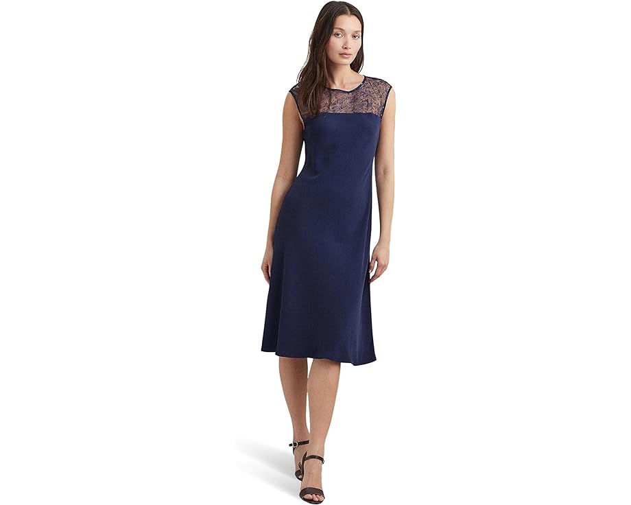 ラルフローレン　ドレス ラルフ ローレン ノンスリーブ ドレス 紺色 ネイビー レディース 【 LAUREN RALPH LAUREN GEORGETTE SLEEVELESS COCKTAIL DRESS / REFINED NAVY 】 レディースファッション