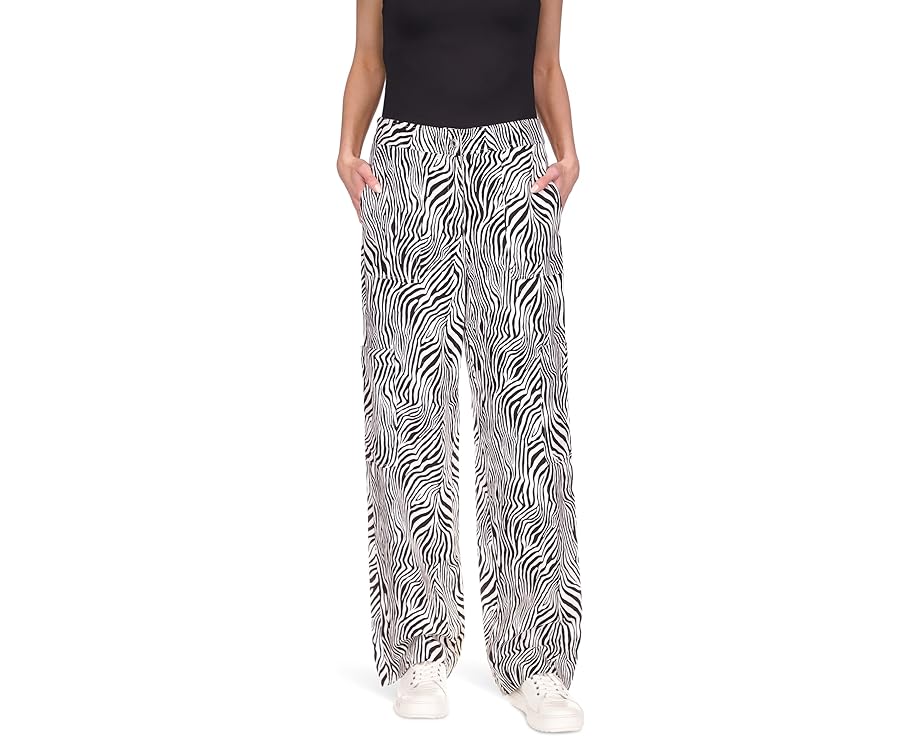 マイケルマイケルコース カーゴ 黒色 ブラック カーゴパンツ レディース 【 MICHAEL MICHAEL KORS ZEBRA LINEN CARGO PANTS / BLACK 】 レディースファッション ボトムスのサムネイル