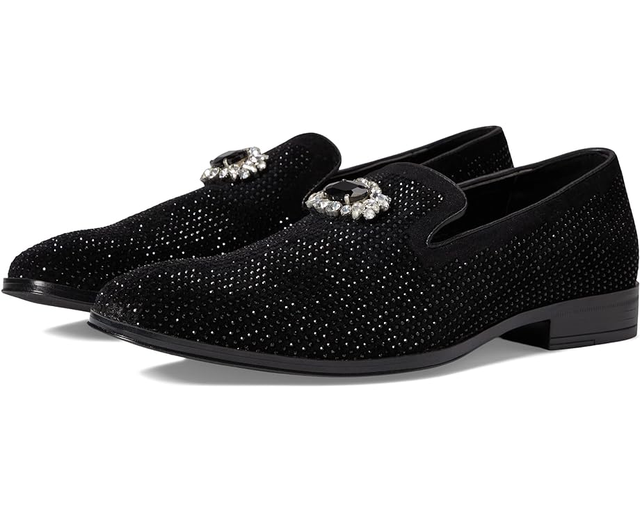 ステイシーアダムス アダムス スリッポン 黒色 ブラック & メンズ 【 STACY ADAMS SPARK BROOCH RHINESTONE SLIP-ON / BLACK 】 ローファー