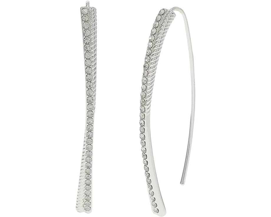 ラルフ ローレン イヤリング 銀色 シルバー レディース 【 LAUREN RALPH LAUREN TWISTED ROPE PAVE THREADER EARRINGS / SILVER CRYSTAL 】 ジュエリー アクセサリー レディースジュエリー