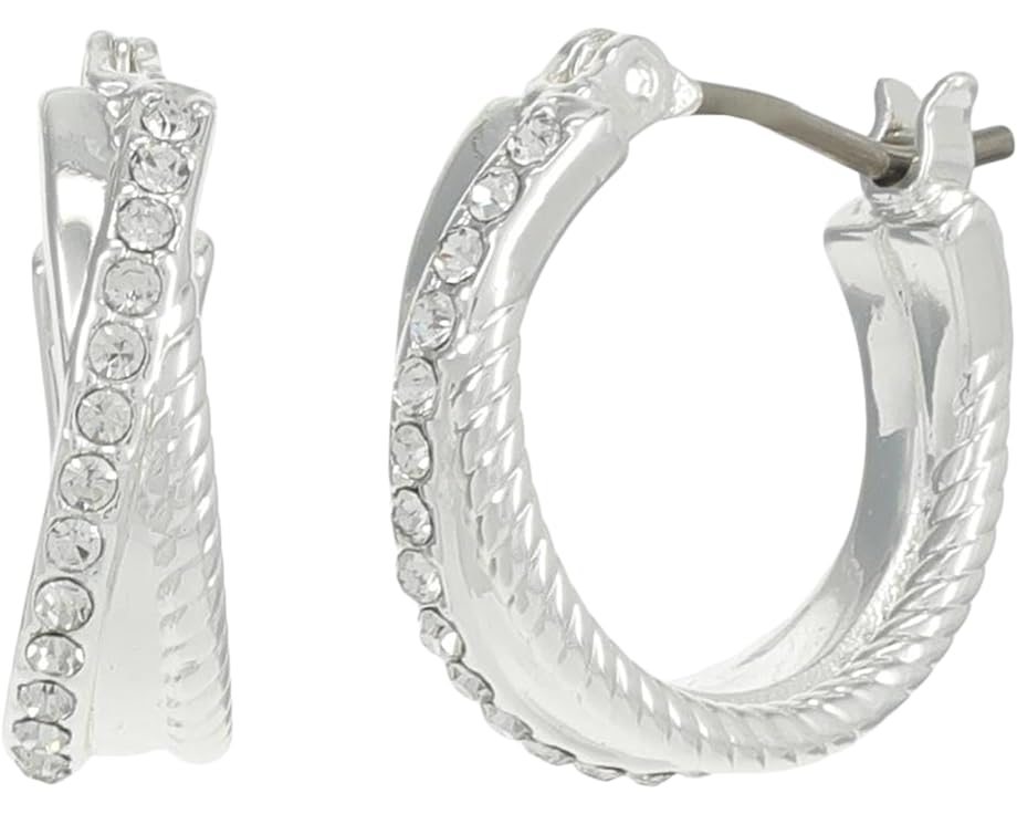 ラルフ ローレン フープ イヤリング 銀色 シルバー レディース 【 LAUREN RALPH LAUREN 15 MM TWISTED ROPE PAVE HOOP EARRINGS / SILVER CRYSTAL 】 ジュエリー アクセサリー レディースジュエリー