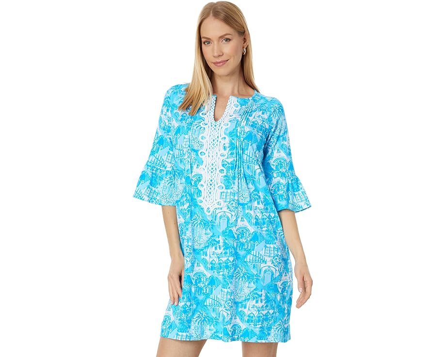 リリーピュリッツァー ドレス 青色 ブルー スケートボード レディース 【 LILLY PULITZER KRYSTA DRESS / AMALFI BLUE SUNNY STATE OF MIND 】 レディースファッション