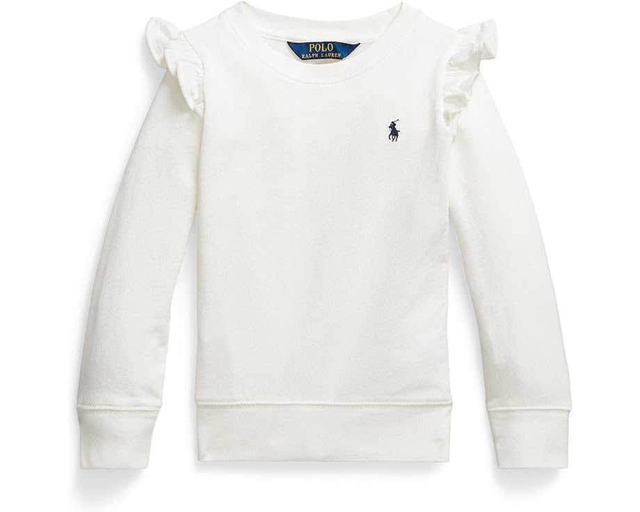 楽天スニケスポロラルフローレン ポロシャツ スウェットシャツ トレーナー 白色 ホワイト ジュニア キッズ 【 POLO RALPH LAUREN KIDS RUFFLED SPA TERRY SWEATSHIRT / DECKWASH WHITE 】 ベビー マタニティ トップス