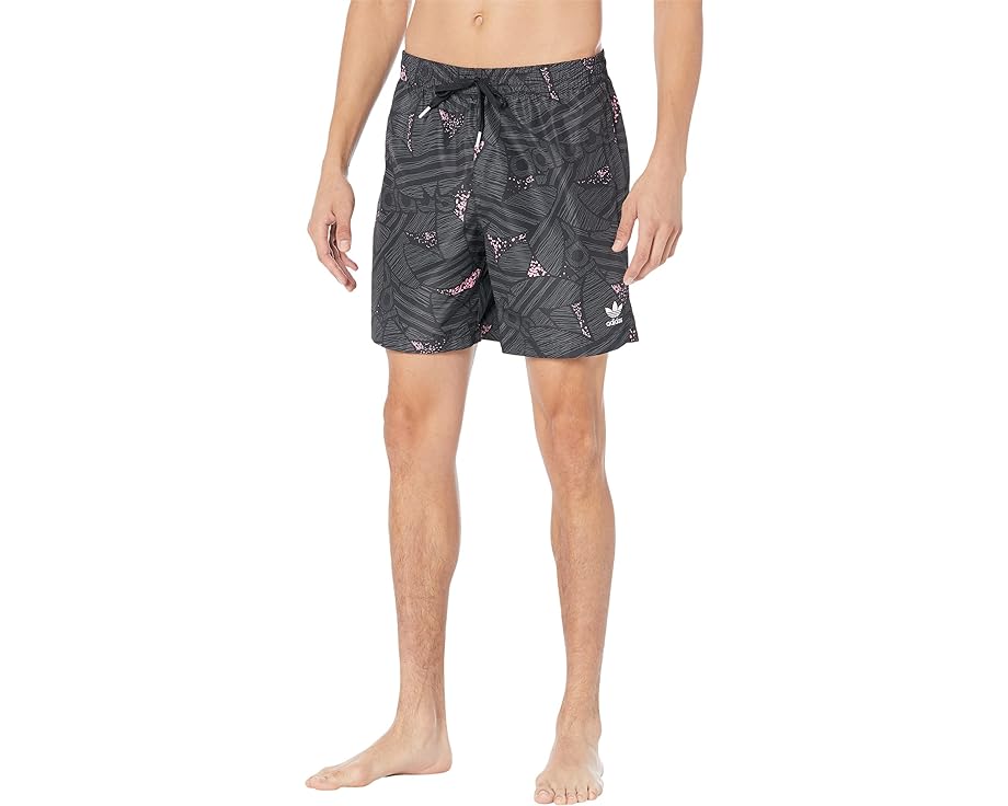 アディダス オリジナルス ショーツ ハーフパンツ 黒色 ブラック 灰色 グレー ピンク 水着 メンズ 【 ADIDAS ORIGINALS REKIVE AOP SWIM SHORTS / BLACK GREY SIX BLISS PINK 】 メンズファッション