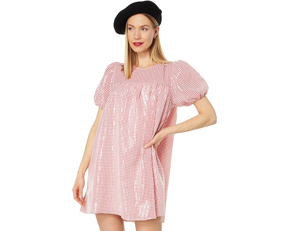 ファクトリー ドレス 赤 レッド レディース 【 ENGLISH FACTORY CHEECK SEQUINS MINI DRESS / RED 】 レディースファッション