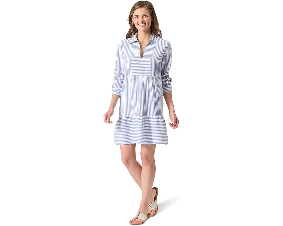 トミーバハマ ドレス 青色 ブルー レディース 【 TOMMY BAHAMA STAMPED LUCIA STAMPEDRIPE COLLAR DRESS / DARK SANIBEL BLUE 】 レディースファッション