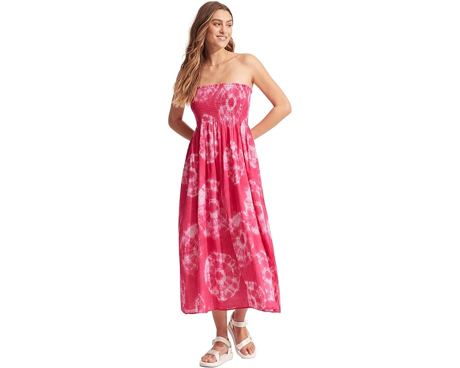 シーフォリー ドレス ローズ ピンク レディース 【 SEAFOLLY BEACH EDIT TIE-DYE SKIRT DRESS / ROSE PINK 】 レディースファッション 水着