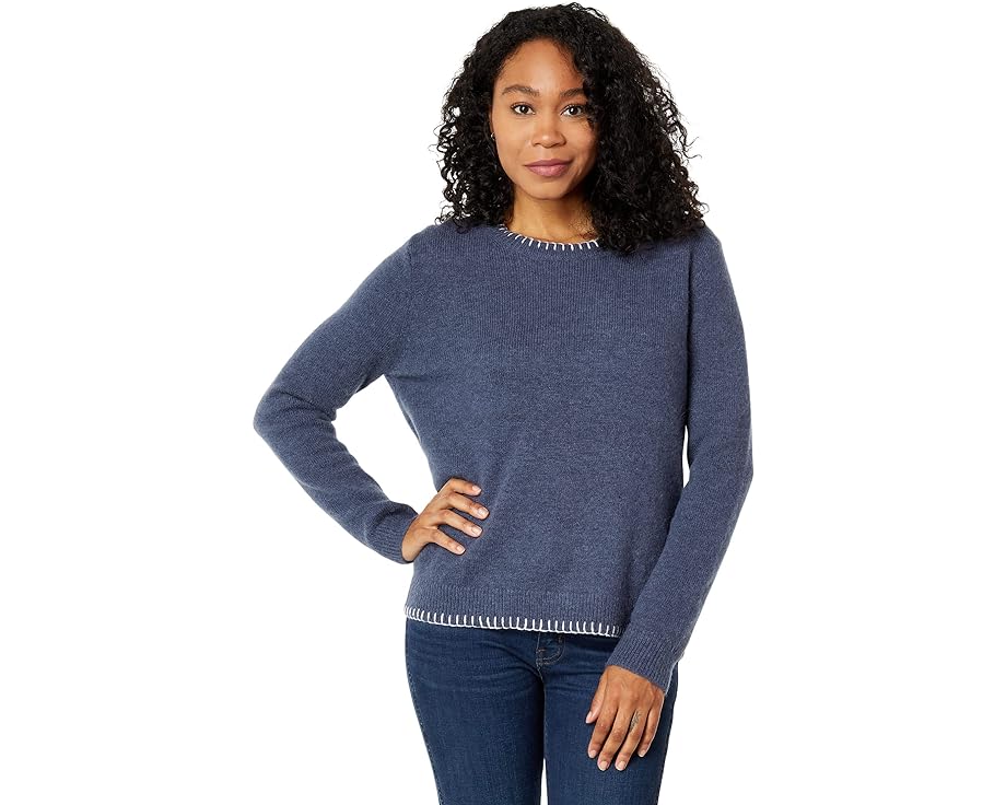 ディランバイトゥルーグリット クルー 紺色 ネイビー レディース 【 DYLAN BY TRUE GRIT RYAN BLANKET STITCHED CREW / NAVY 】 レディースファッション トップス ニット セーター